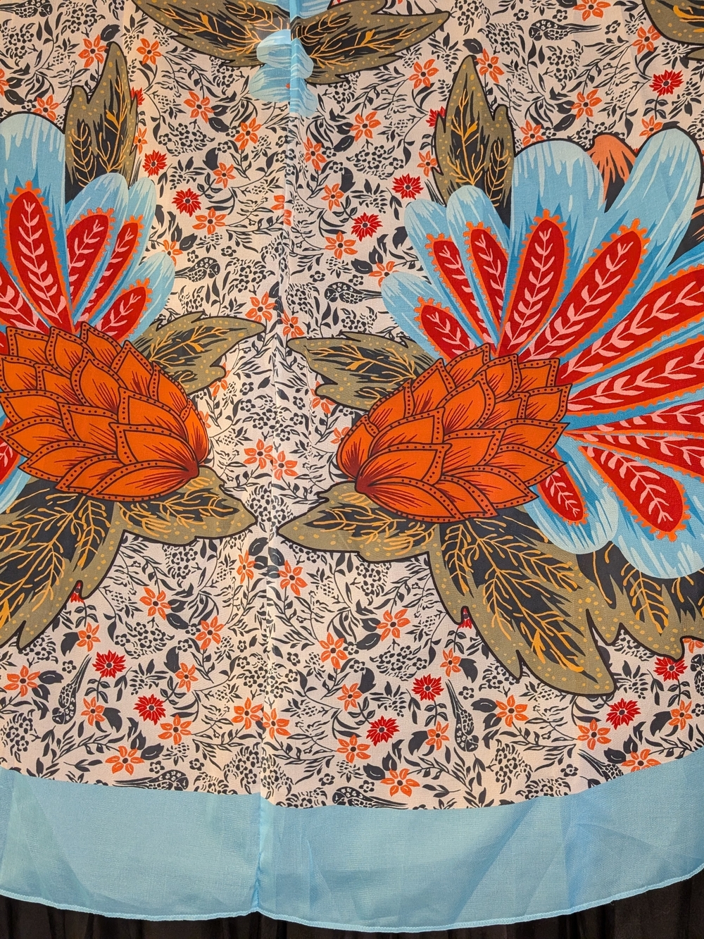 70s Retro Style Floral Wrap Sarong Skirt XL Bold Beach Wear Folk Art Apron - Picture 4 of 12